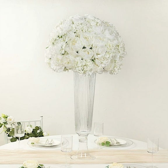 BalsaCircle 20" Ivory Pre-Arranged Artificial Rose Flower Balls Wedding Centerpiece Party Events Decorations Supplies
