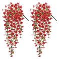 thumbnail image 2 of tasrioml 2Pcs Hanging Artificial Violet Flower UV Resistant Realistic Fake Silk Flower Wedding Party Indoor Outdoor Garden Wall Hanging Faux Flower Decoration, 2 of 8