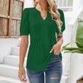 thumbnail image 2 of T Shirts For Women Womens Tops V Neck Tops Puff Short Sleeve T Shirt Pleated Floral Printed Tunic Blouse Shirts, 2 of 7