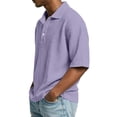 thumbnail image 4 of Dwellite Waffle Short Sleeve Polo Shirts for Men Big and Tall Golf Shirt Casual Solid Color Collared T Shirts Tops Purple L, 4 of 8