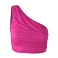 thumbnail image 3 of Timegard Tank Top for Women Solid Color 1 Shoulder Cropped Comfy Fitting Slim Ruched Casual Tee Top, 3 of 3