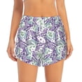 thumbnail image 2 of Gukieu Lavender Flowers Print Women's Sports Shorts with Drawstring Elastic Waistband for Running, Yoga, Fitness-Small, 2 of 7