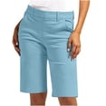 thumbnail image 2 of Bermuda Shorts for Women Trendy 2026 Casual Summer High Waisted Chino Shorts Straight Leg Hiking Vacation Outfits Sky Blue L, 2 of 9