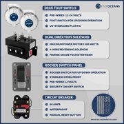 Five Oceans Vertical Windlass Kit, Boat Anchor Windlass Pacific 600 Watts, 12V DC, with 3-Strand Rope 1/2 Inch x 200 Ft, Galvanized Steel HT G4 Chain 1/4 Inch x 15 Ft - FO3931-C3