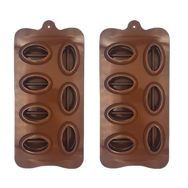 2 moldes de silicona para pasteles con forma de siete granos de café, moldes para chocolate, moldes para dulces y moldes para hielo para hornear y decorar pasteles.