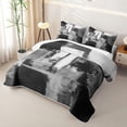 thumbnail image 3 of Homewish Watercolor Block Twin Quilt Set,Abstract Grunge Twin Coverlet Set,Gray,2 Pieces, 3 of 7