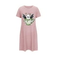 thumbnail image 4 of Cxenplz Women's Halloween Nightgown Sleepwear Short Sleeves T Shirt Casual Print Sleepdress Summer Fall Fashion Loose Fit Nightshirts Dresses, 4 of 4