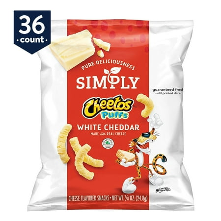 Simply Cheetos Puffs White Cheddar Cheese Flavored Snacks 0 875 Oz Bags 36 Count