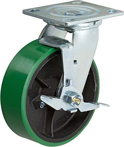 6" x 2" Swivel Caster Polyurethane Wheel on Steel Hub w/ Brake 1200lb Tool Box 