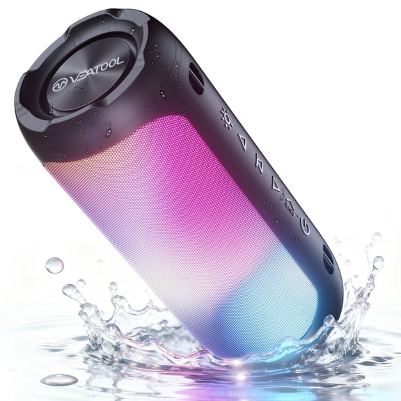 VEAT00L Portable Bluetooth Speaker,Floating Dustproof Speaker,30W Stereo Sound Wireless Speaker with Cool Dynamic LED Lights, IPX7 Waterproof Bluetooth Speakers, BT5.4, TWS Surround Pairing