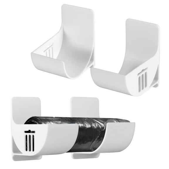 4 PCS Trash Bag Holder, Punch-Free Garbage Bag Holder Wall Mount Shopping Grocery Bag Roll Holder Plastic Garbage Bag Organizer for Home Kitchen Cabinet Organization and Storage Rack, White