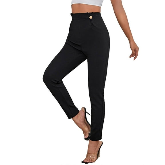 Women's Pants Elegant Plain Tapered/Carrot Black XS (2)