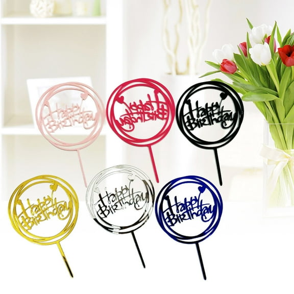 FRCOLOR 3pcs Happy Birthday Cake Topper Cake Decorations Party Supplies (Random Color)