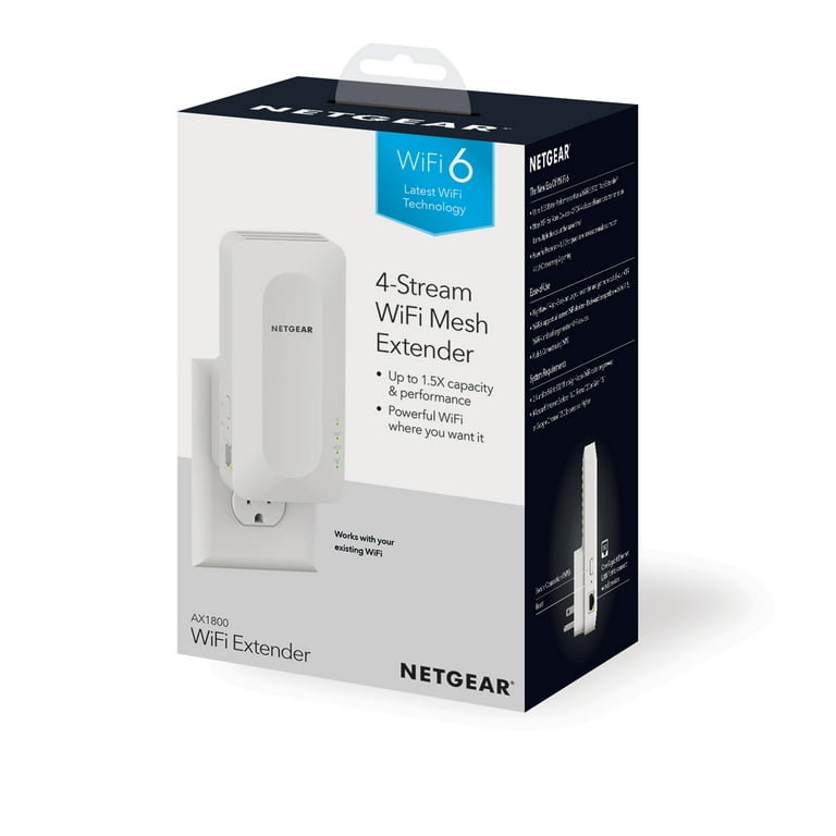 NETGEAR - AX1800 WiFi 6 Mesh Range Extender and Signal Booster, Wall-Plug,  1.8Gbps (EAX14)