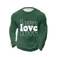 thumbnail image 2 of EchfiProm Mens T shirts Long Sleeve Shirts Army Green Valentine Waffle Crewneck Tops for Adult Love L, 2 of 7