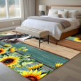 thumbnail image 5 of Rectangle Area Rug 6x9ft,Farm Cow Sunflower Washable Carpet Non-Slip Runner Accent Rugs Indoor Floor Mat for Bedroom Living Room Decor,Teal Brown Wood Board, 5 of 9