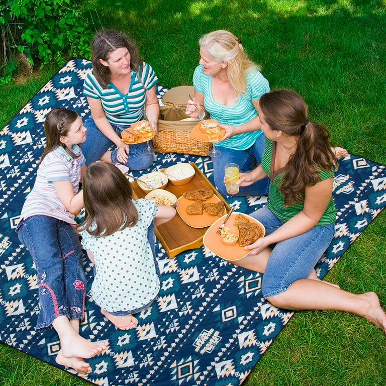 Airensky Extra Large Picnic Blanket 79 x 83 3 Layer Thickening Waterproof Camping Blanket Sandproof Picnic Blanket for Beach Machine Washable
