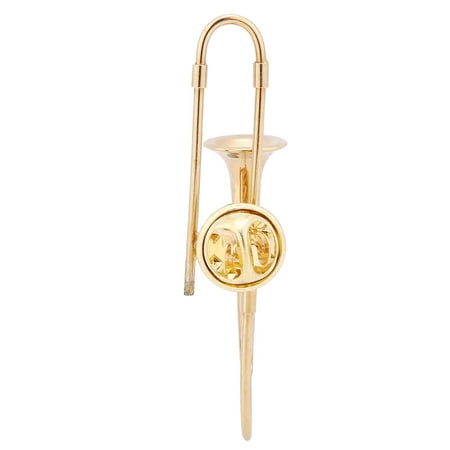 Mini Unique Gold Plating Musical Instrument Brooch Gift Decoration with Box(trombone)