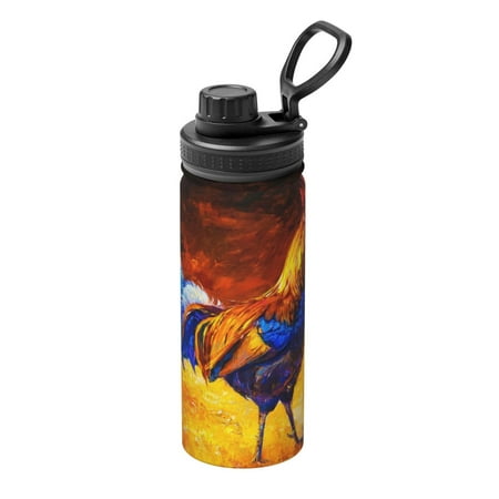 

Gaeub Colorful Rooster Print Stainless Steel Water Bottle 18oz Sports Insulated Kettle for Women Men Suitable as a Gift