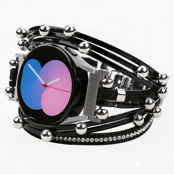 Compatible with Samsung Galaxy Watch 7/FE/6/5/4/3 Band/40mm 44mm/Active 2/Galaxy Watch 5 Pro/Watch 7&6&4 Classic 43mm/47mm/42mm/46mm/Garmin Venu, 20mm 22mm PU Leather Boho Bracelet Jewelry Strap