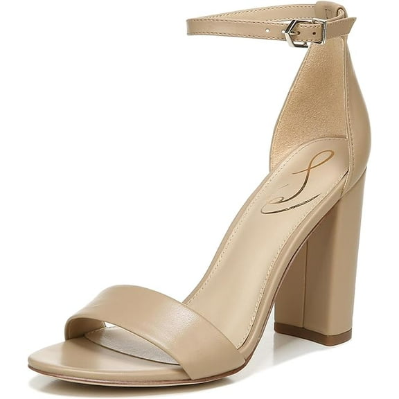 Sam Edelman Yaro Ankle Strap Sandal Heel Classic Nude Leather