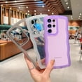 thumbnail image 4 of Compatible with Samsung Galaxy S22 Ultra Case 6.8",Cute Curly Wave Matte Frame Edge Soft Shockproof Protective Aesthetic Clear Phone Cover for Women (Black), 4 of 12