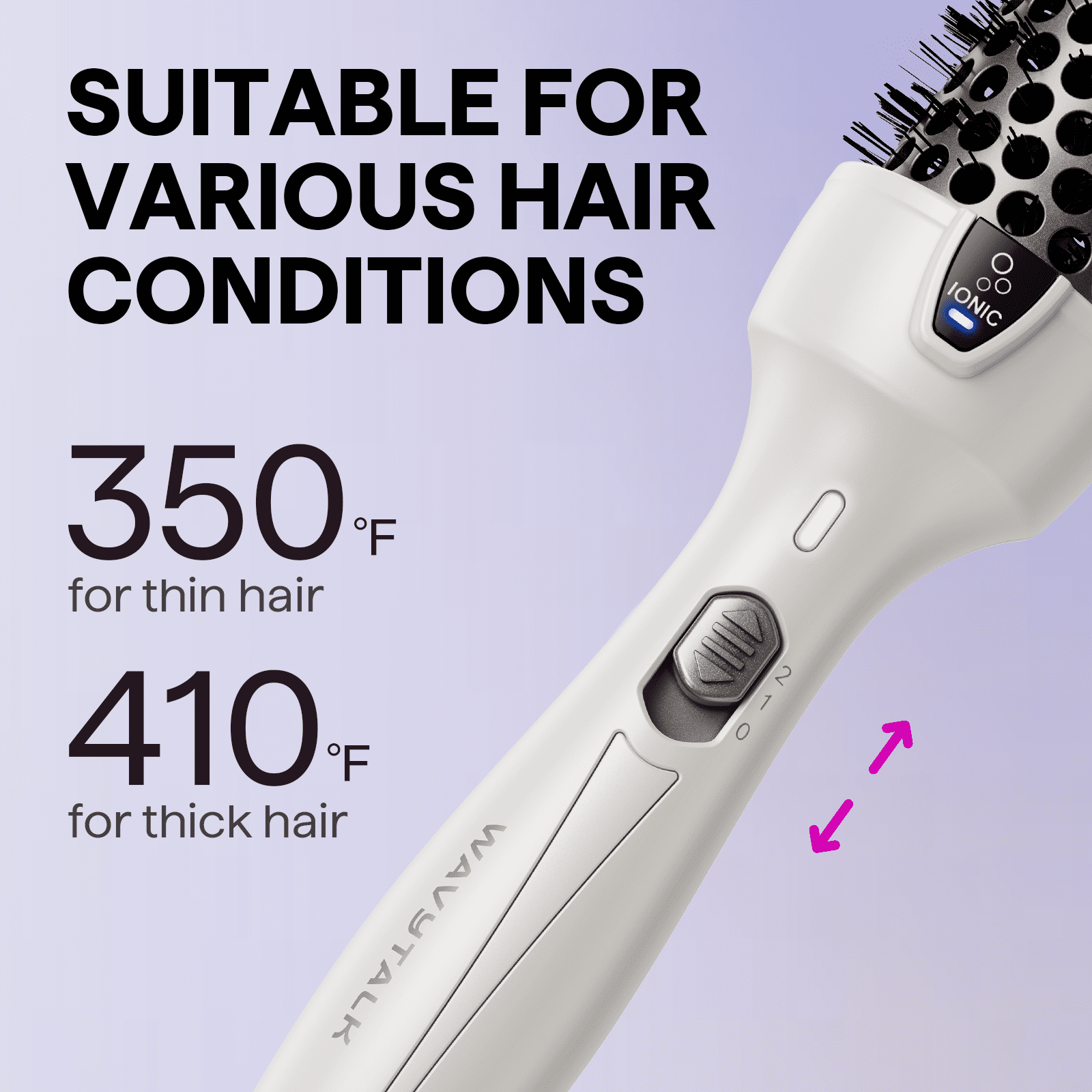 wavytalk 正規品 ホワイト2点セット Wavytalk 1.5 Inch Thermal Brush, Negative Ion Thermal Round Brush