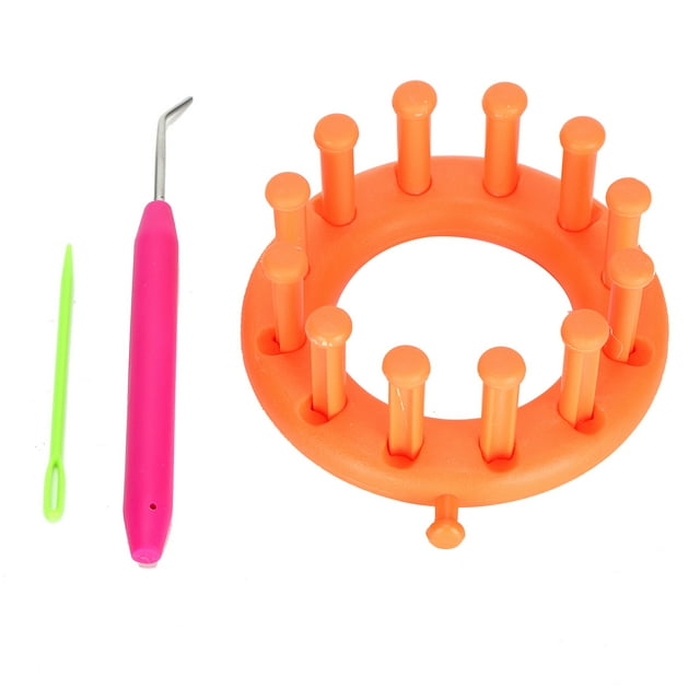 Knitting Machine, Round Knitting Loom Kit Plastic Kids Small Wool/Hat Weaving Machine with Crochet/Needle