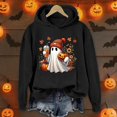 thumbnail image 2 of Yuhangmm Halloween Sweatshirts for Women Halloween Sweatshirt Letter Graphic Tee Oversized Pullovers Loose Tops with Cute Design Black M, 2 of 4