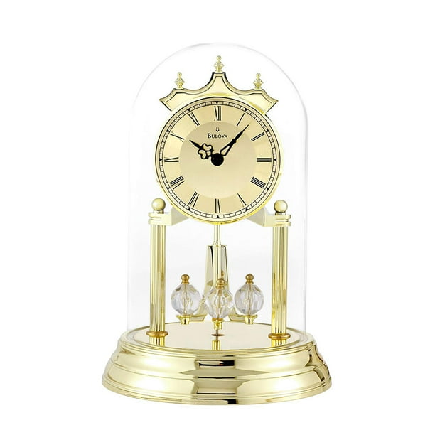Bulova Clocks Tristan I Oval Dome Clock with Metal Base and Brass