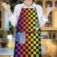 thumbnail image 6 of Rainbow Checkered Pattern Apron-Garden Aprons for Women with Pockets-Cotton Linen Waterproof Kitchen Cooking Gardening Aprons Adjustable for Kitchen,Cooking,BBQ and Salon 33x27 Inch, 6 of 7