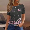 thumbnail image 4 of Tops de Manga Corta de Algodón para Mujeres Cuello Redondo Impreso Casual, Blusa de Moda para el Hogar Y el Uso Diario, 4 of 4