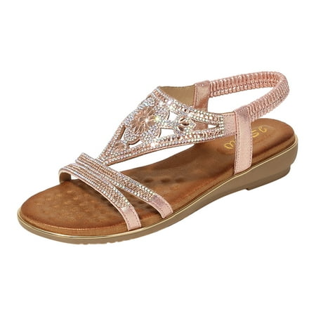 

Cathalem Sandal Women Adult Female Womens Cork Sandals with Bow Shoes Summer Sandals for Women Wedges Strap Flops Women s Women s Womens Bling Sandals Pink 8.5