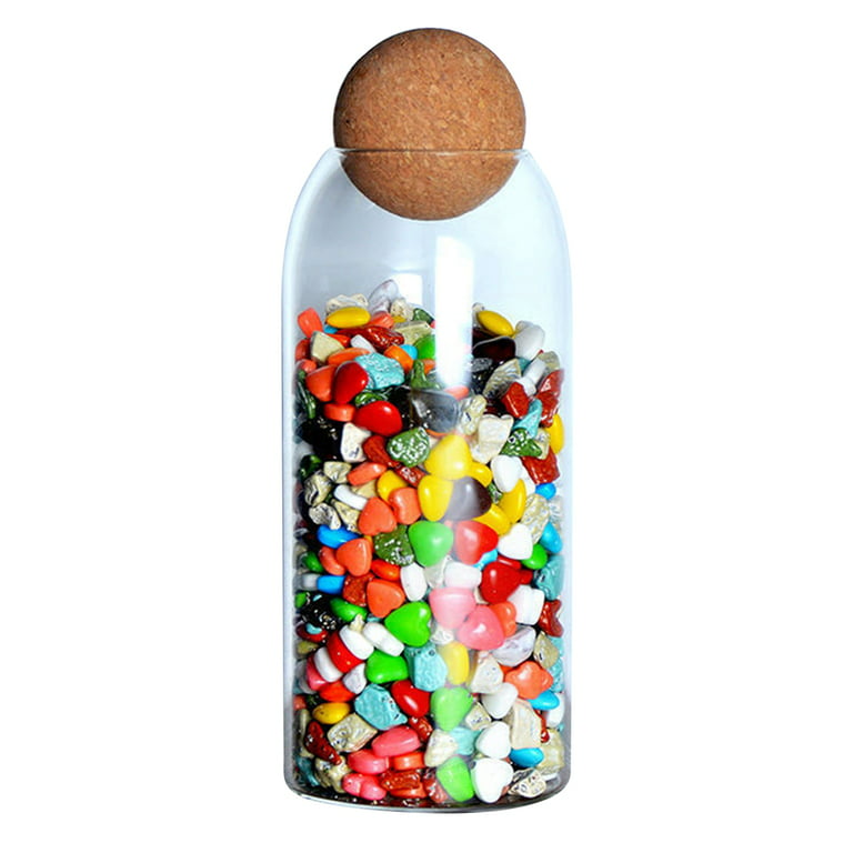 Clear Glass Bottle Kitchen Storage Jar with Cork Ball Airtight Lid –  Kitchen Groups
