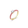 thumbnail image 1 of Cotton Candy Collection Round Diamondlite Cubic Zirconia Enamel Solitaire Ring- Dark Pink - Size 8, 1 of 1