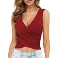 thumbnail image 1 of Timegard Womens Tank Tops Deep V Neck Ribbed Crisscross Ruched Sleeveless Tops Dressy Casual Summer, 1 of 5