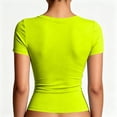 thumbnail image 7 of Womens Basic V Neck Short Sleeve Spring T Shirts Slim Fit Crop Y2k Tee Summer Gym Workout Cute Top Fluorescent Green M, 7 of 7