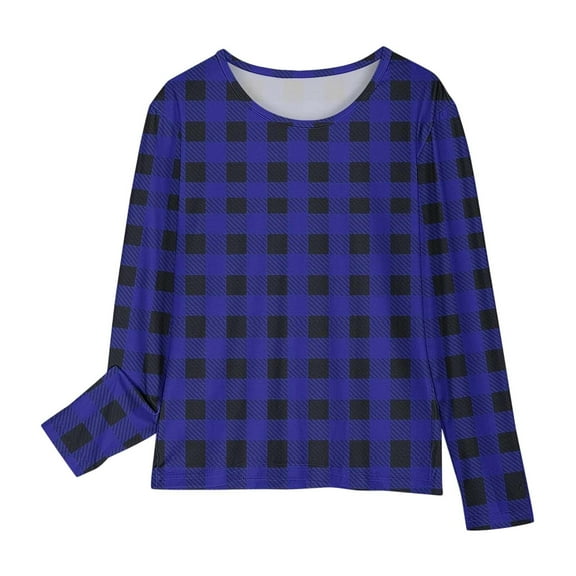 SonxaHe Toddler Girls Tshirt Long Sleeve Plaid Comfy Shirt Child Loose Autumn Winter Basic Casual Shirt Blue,Sized 2-3
