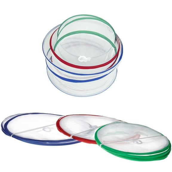 Kole Imports - Pop-Up Outdoor Food Protector Mesh Covers 15"/14"/12" x 8-Inches High - 3-Piece Set