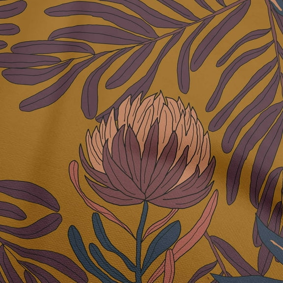 oneOone Polyester Spandex Brown Fabric Tropical Floral Dress Material Fabric Print Fabric By The Yard 56 Inch Wide