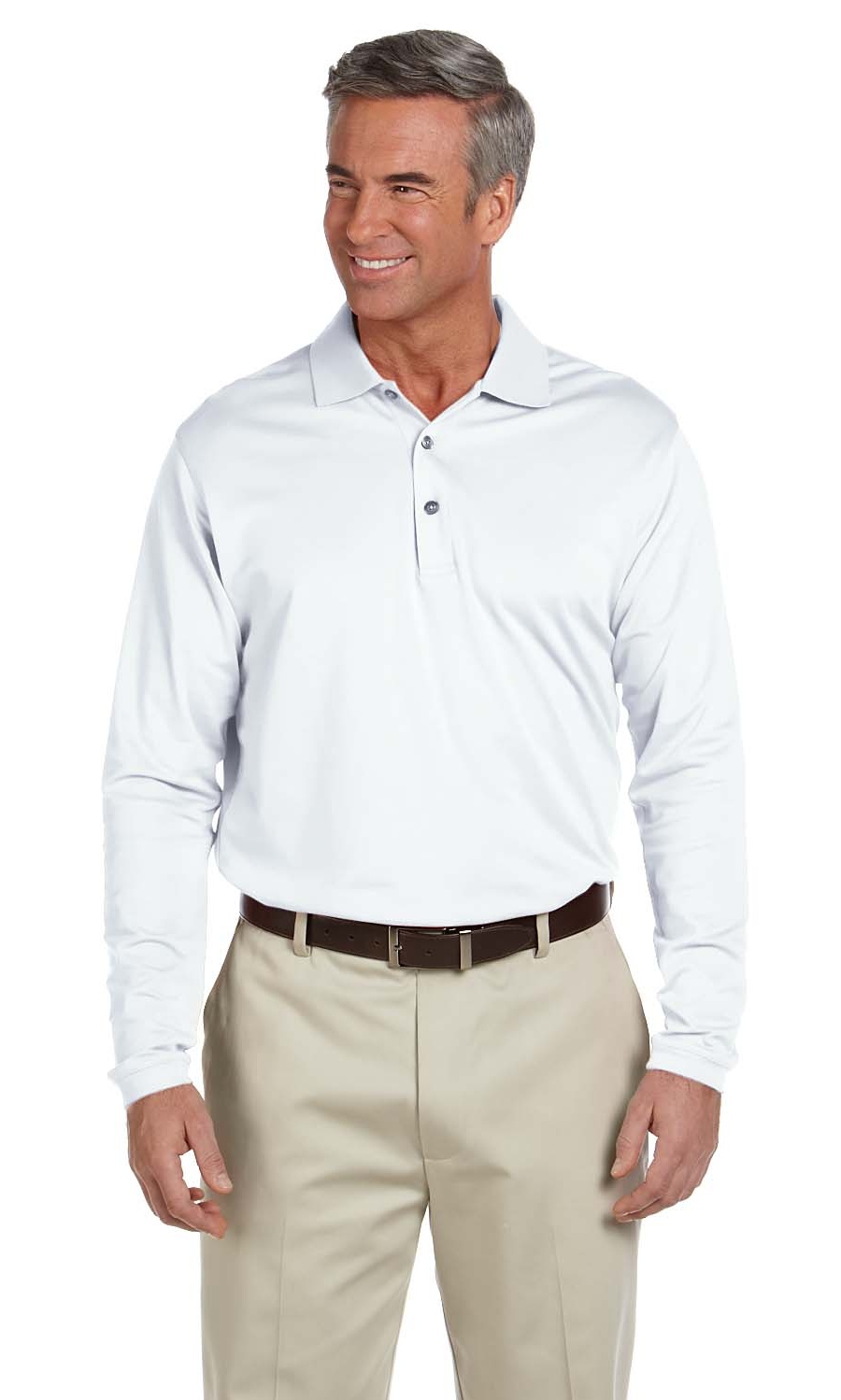 Ashworth 1352 Golf Shirt Mens EZ-Tech Long-Sleeve Polo