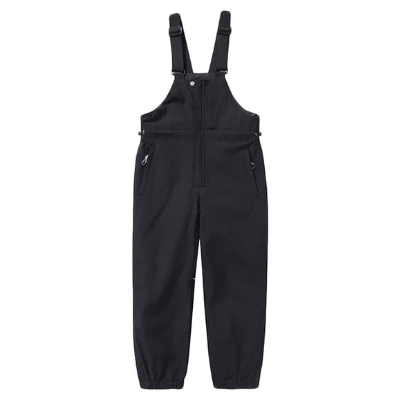 hoksml Unisex Kids' Color-Block Ski Overalls - Insulated Waterproof Snow Pants Zipper Multiple Pockets Trousers