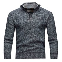 Men's 1/4 Zip Sweater Pullover Long Sleeve Stand Collar Soft Knitted Tops Regular Fit Casual Golf Sweatshirts (XL, Dark Gray)