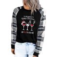 thumbnail image 1 of Sudadera de Manga Larga Suelta Cuello Redondo Estampado a Cuadros Costuras de Color Patrón navideño Jersey Informal para Otoño Invierno Blanco M, 1 of 6