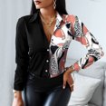 thumbnail image 2 of CEHVOM Long Sleeve Shirts For Women Button Down V-Neck Floral Graphic Contrast Color Novelty Fall Blouses, 2 of 8