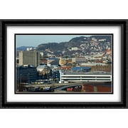 Bergen Cityscape, Norway 2x Matted 40x28 Large Black Ornate Framed Art Print by The Cityscape Art Print Series