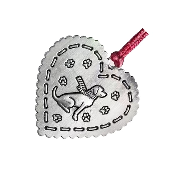 Moyic Colgantes festivos de metal para árboles de Navidad - Decoraciones navideñas Adornos colgantes de metal para árboles de Navidad Kits de decoración para fiestas perro en forma de corazon