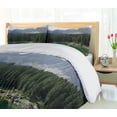 thumbnail image 5 of Ambesonne Forest Duvet Cover Sets, Aerial View Pines Lake, 2-Queen, Dark Green Jade Green, 5 of 7