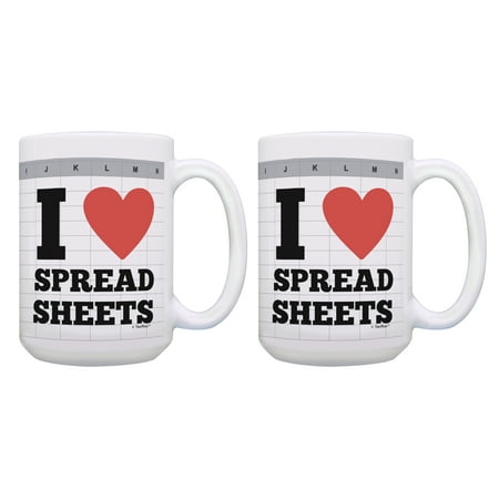 

ThisWear Accountant Gift I Heart Spreadsheets CPA Gifts for Men Auditor Gifts 2 Pack 15oz Coffee Mugs