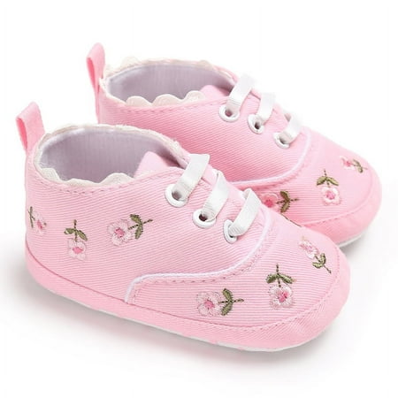 

Biayxms Baby Girl New Style Floral Cotton Shoes Casual Embroidered Soft Prewalker Walking Footwear